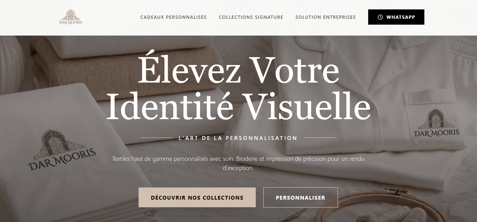 Capture du projet Dar Mooris — Site de broderie et personnalisation